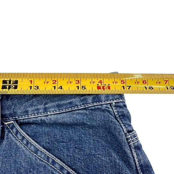 Tommy Hilfiger Vtg Y2K Logo Cargo slit Denim Jean Skirt size 10 Carpenter Mini - Picture 3 of 11